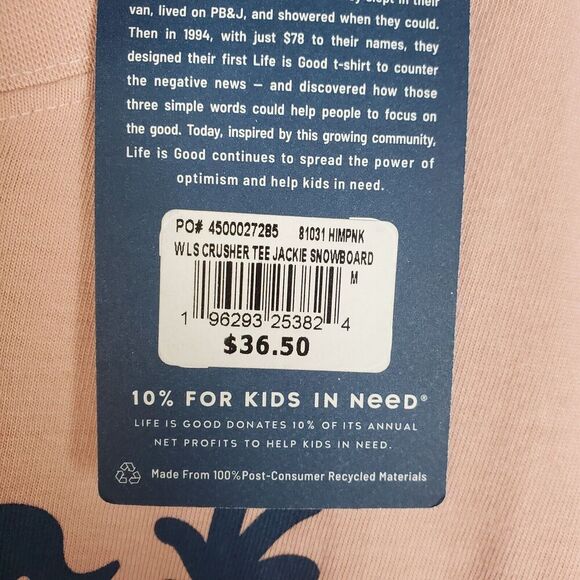 NEW Life is Good Long Sleeve Crusher Tee Shirt Womens M Pink Jackie Snowboard - Picture 7 of 12